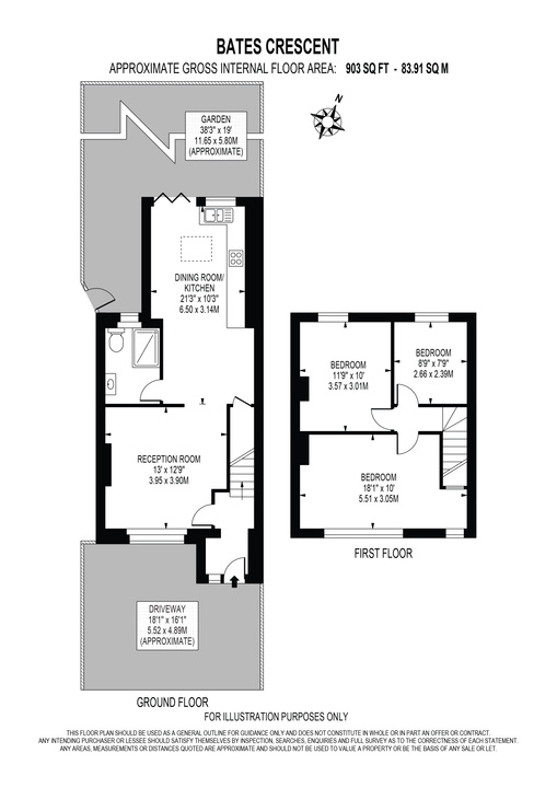 3 bed end of terrace house for sale in Bates Crescent, Croydon - Property floorplan