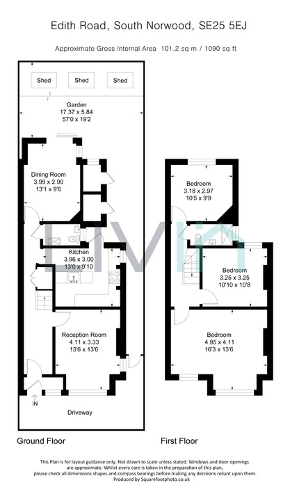 3 bed terraced house for sale in Edith Road, London - Property floorplan