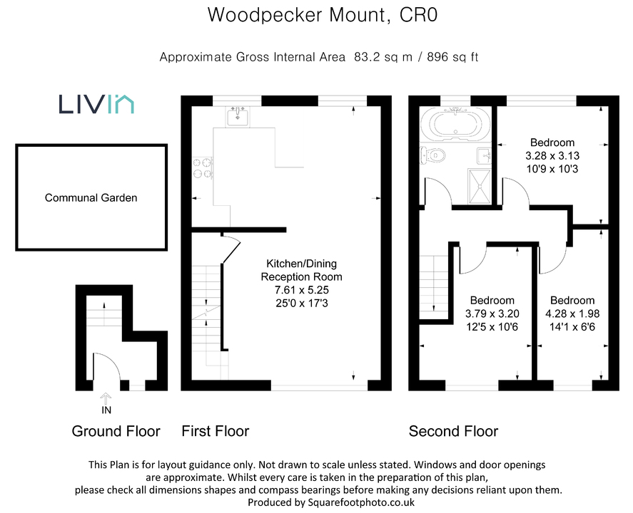 3 bed maisonette for sale in Pixton Way, Croydon - Property floorplan