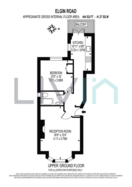 1 bed apartment for sale in Elgin Road, Croydon - Property floorplan