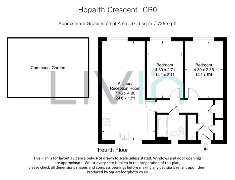 2 bed apartment for sale in Hogarth Crescent, Croydon - Property floorplan