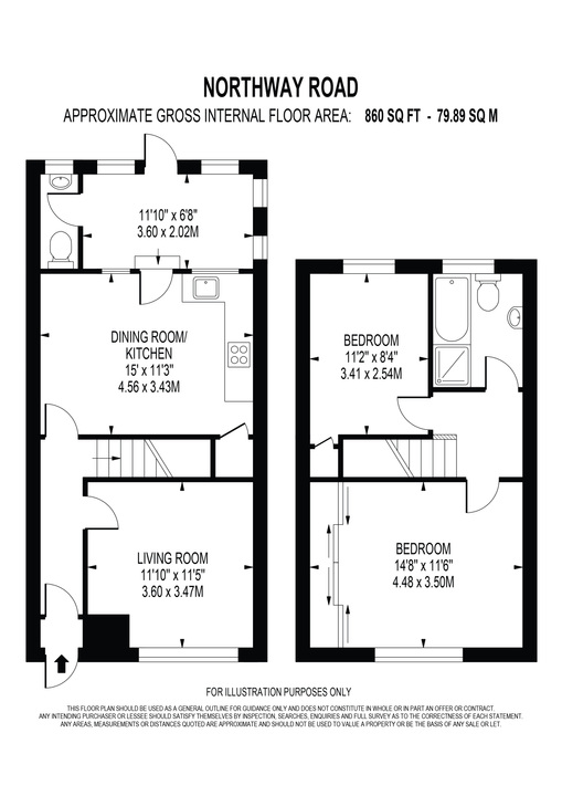 2 bed end of terrace house for sale in Northway Road, Croydon - Property floorplan