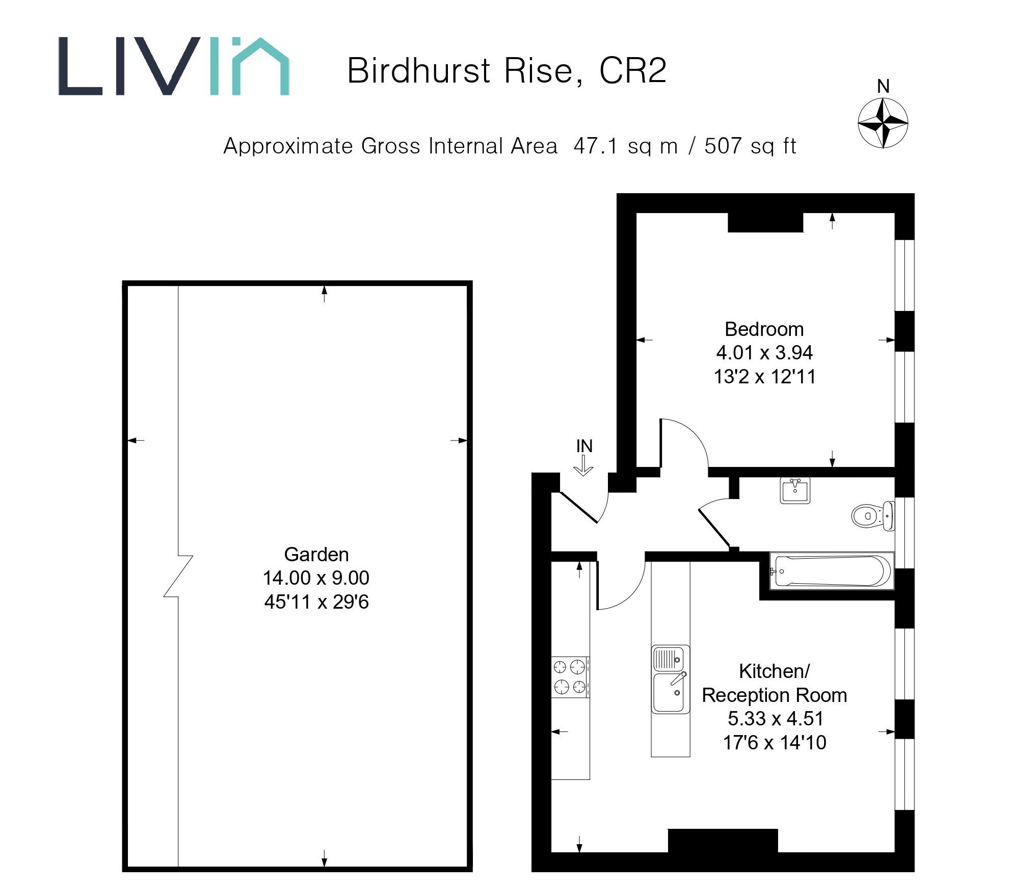 1 bed apartment for sale in Birdhurst Rise, South Croydon - Property floorplan