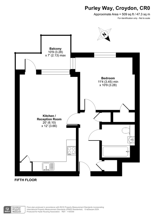 1 bed apartment for sale in Purley Way, Croydon - Property floorplan