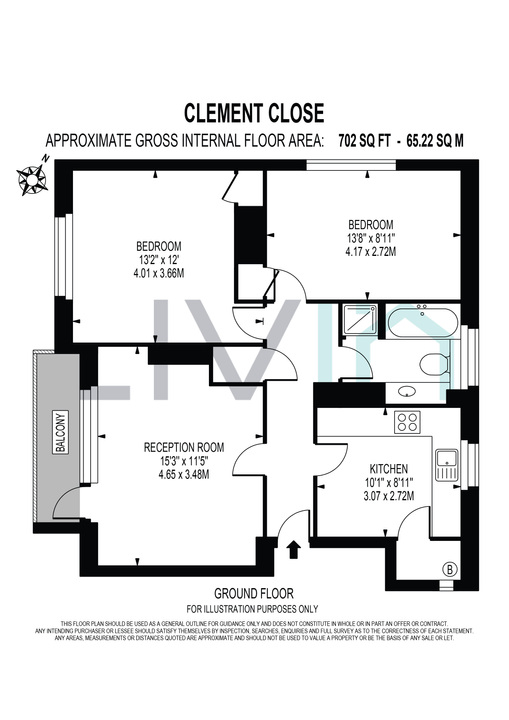 2 bed apartment for sale in Clement Close, Purley - Property floorplan