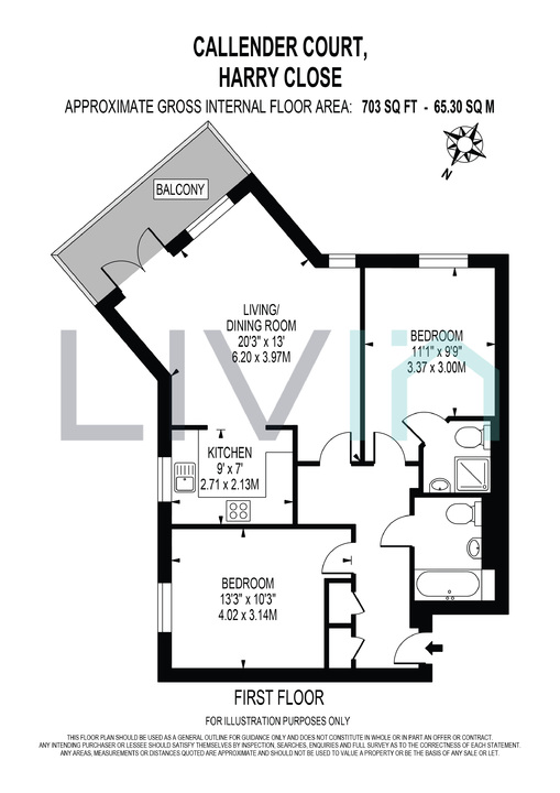 2 bed apartment to rent in Callender Court, Croydon - Property floorplan