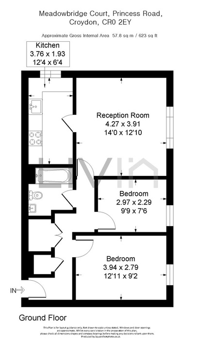 2 bed apartment for sale in Princess Road, Croydon - Property floorplan