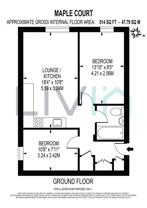 2 bed apartment to rent in Maplecourt, Croydon - Property floorplan