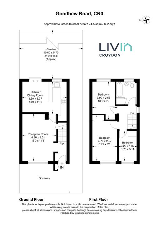 3 bed end of terrace house for sale in Goodhew Road, Croydon - Property floorplan