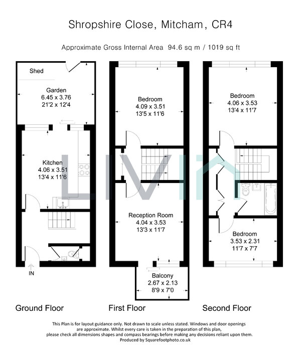 3 bed terraced house for sale in Shropshire Close, Mitcham - Property floorplan