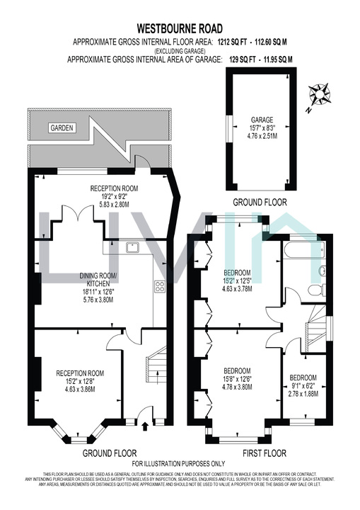 3 bed semi-detached house for sale in Westbourne Road, Croydon - Property floorplan