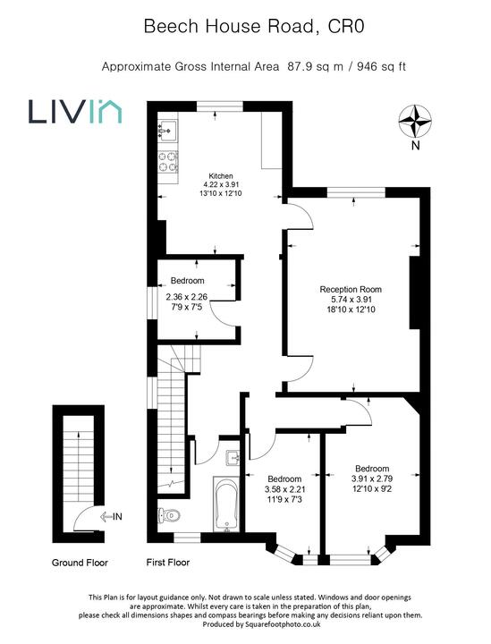 3 bed apartment for sale in Beech House Road, Croydon - Property floorplan