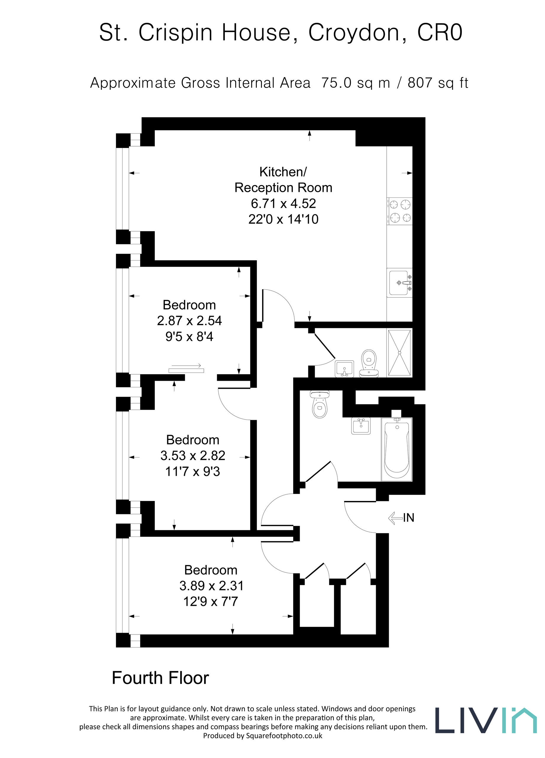 2 bed apartment for sale in Barclay Road, Croydon - Property floorplan