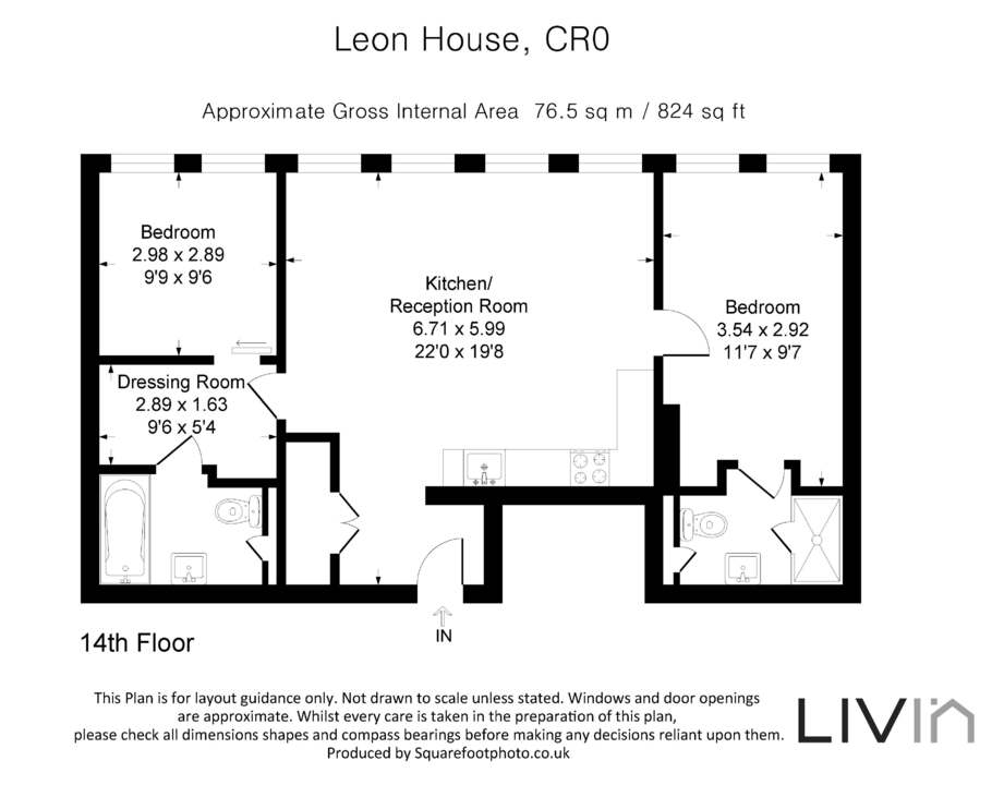 2 bed apartment for sale in High Street, Croydon - Property floorplan