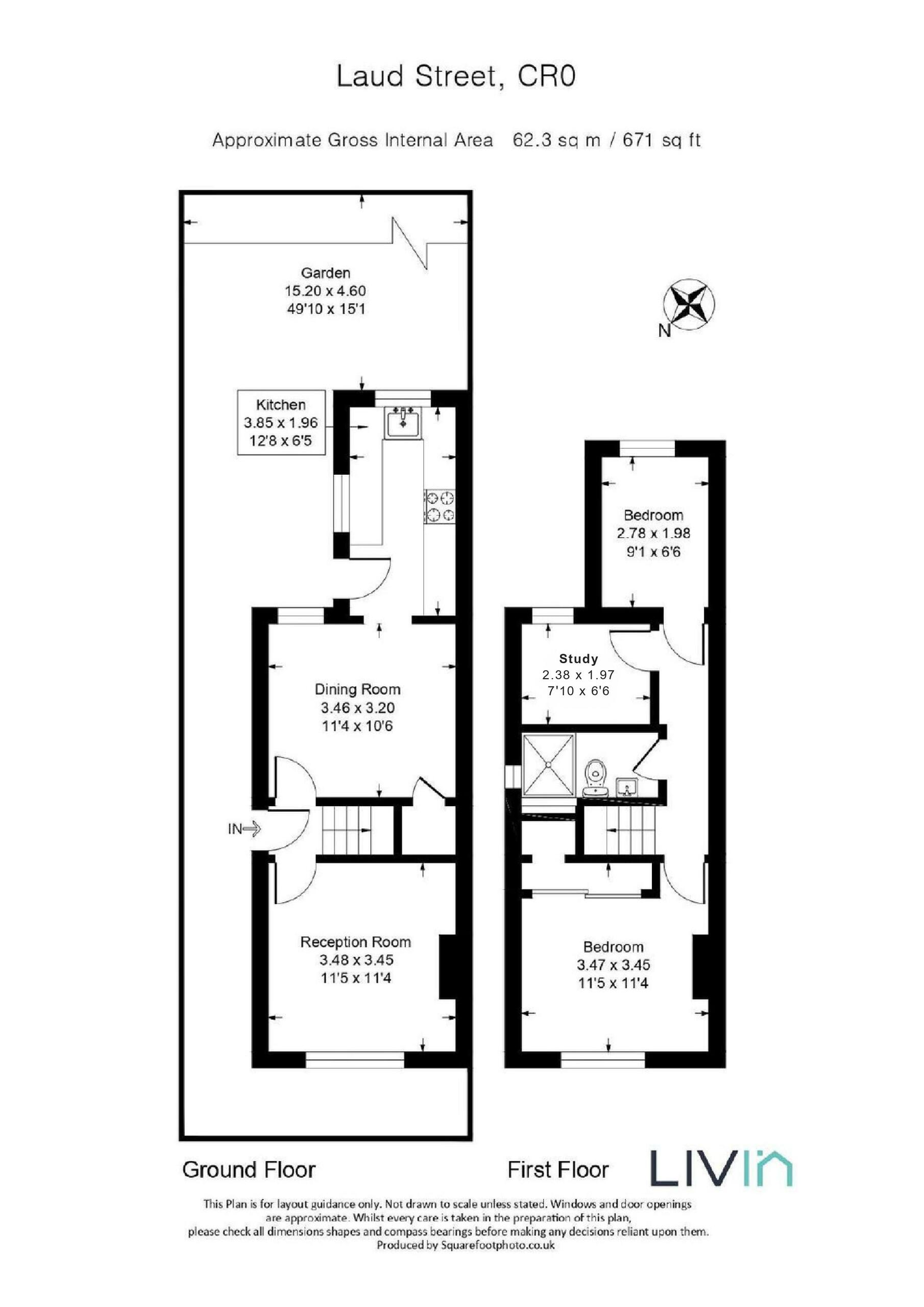 2 bed semi-detached house for sale in Laud Street, Croydon - Property floorplan