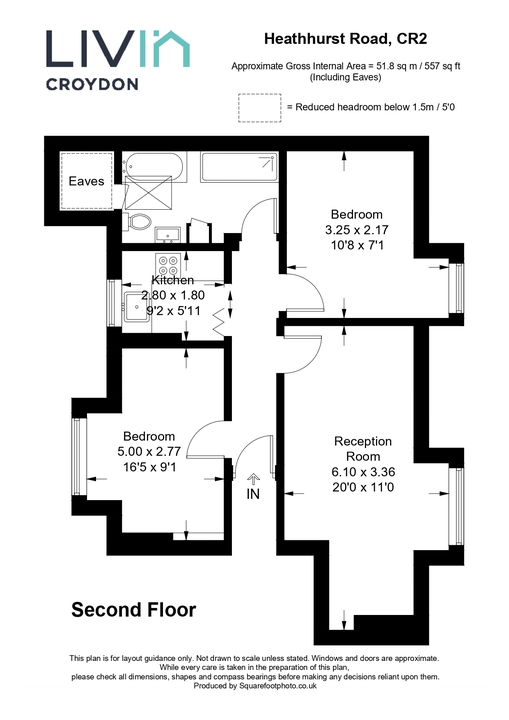 2 bed apartment to rent in Heathhurst Road, South Croydon - Property floorplan