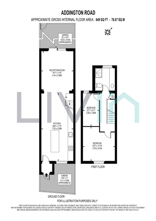 2 bed end of terrace house to rent in Addington Road, Croydon - Property floorplan