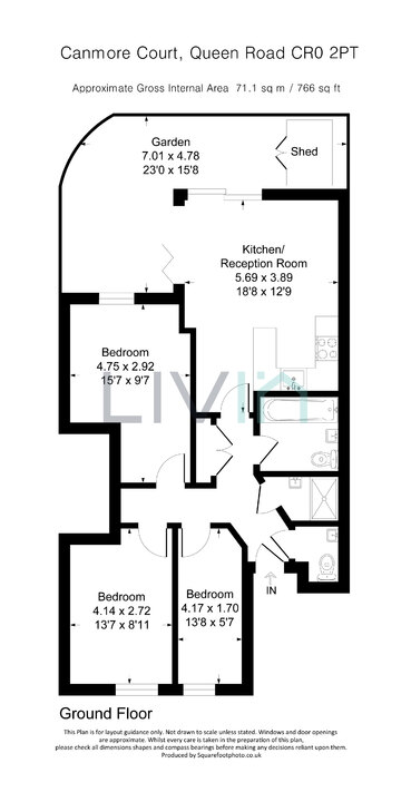 3 bed apartment for sale in Canmore Court, Croydon - Property floorplan