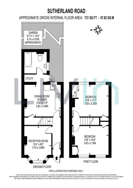 2 bed terraced house for sale in Sutherland Road, Croydon - Property floorplan