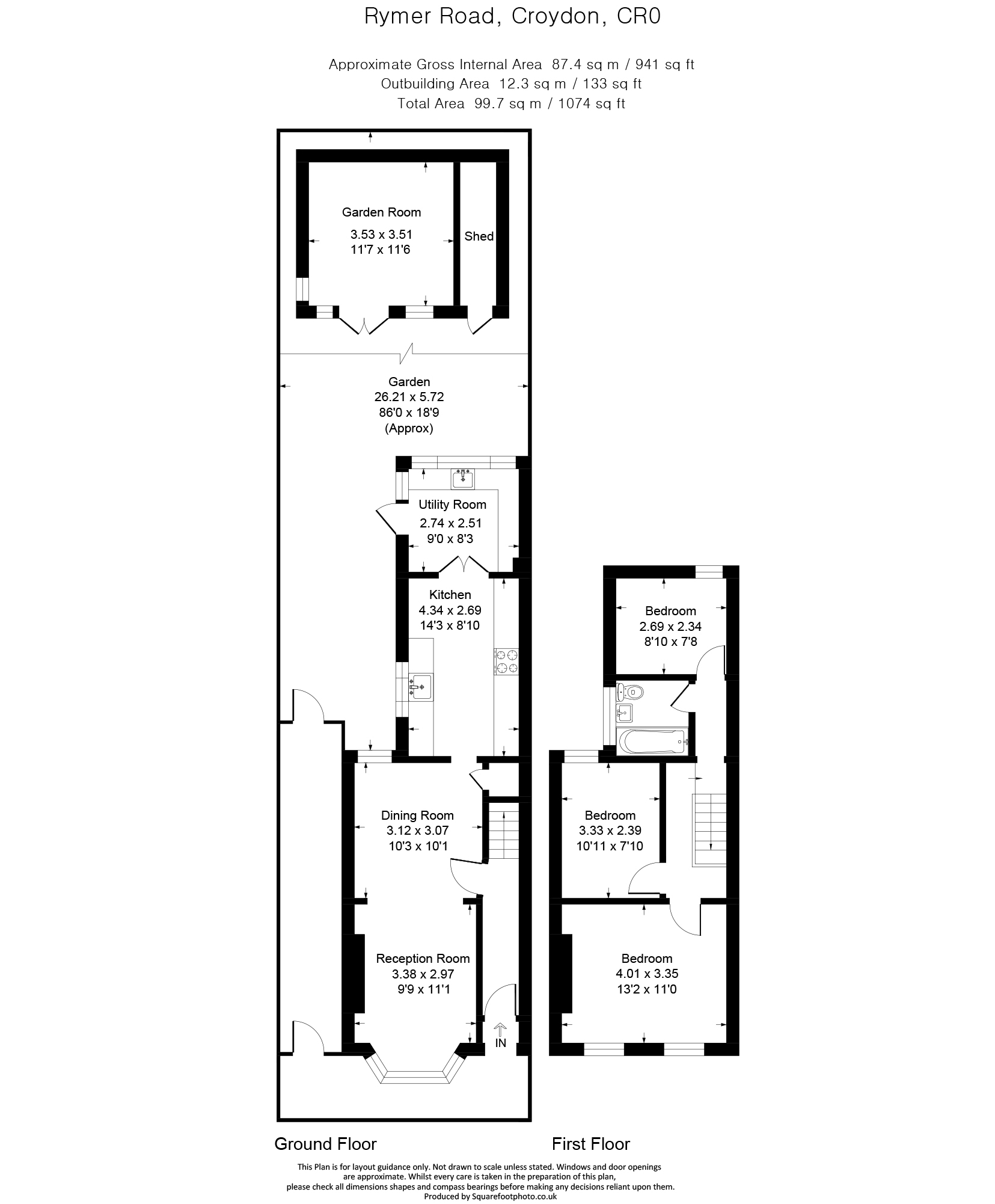 3 bed semi-detached house for sale in Rymer Road, Croydon - Property floorplan