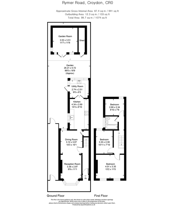 3 bed semi-detached house for sale in Rymer Road, Croydon - Property floorplan