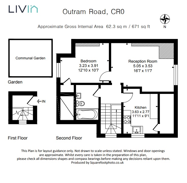 1 bed apartment for sale, Croydon - Property floorplan