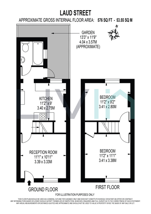 2 bed end of terrace house for sale in Laud Street, Croydon - Property floorplan