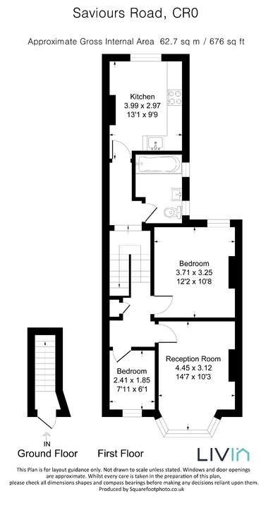 2 bed apartment for sale in St. Saviours Road, Croydon - Property floorplan