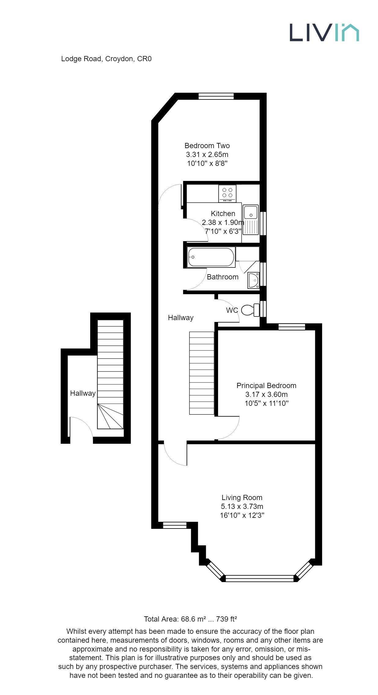 2 bed apartment for sale in Lodge Road, Croydon - Property floorplan