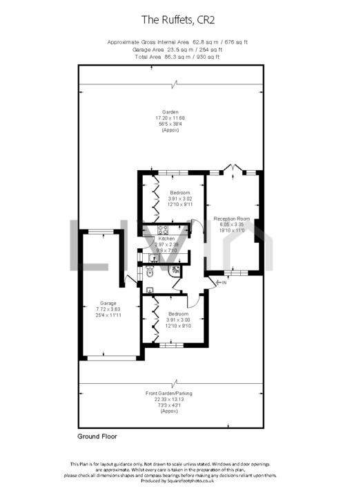 2 bed bungalow for sale in The Ruffetts, South Croydon - Property floorplan