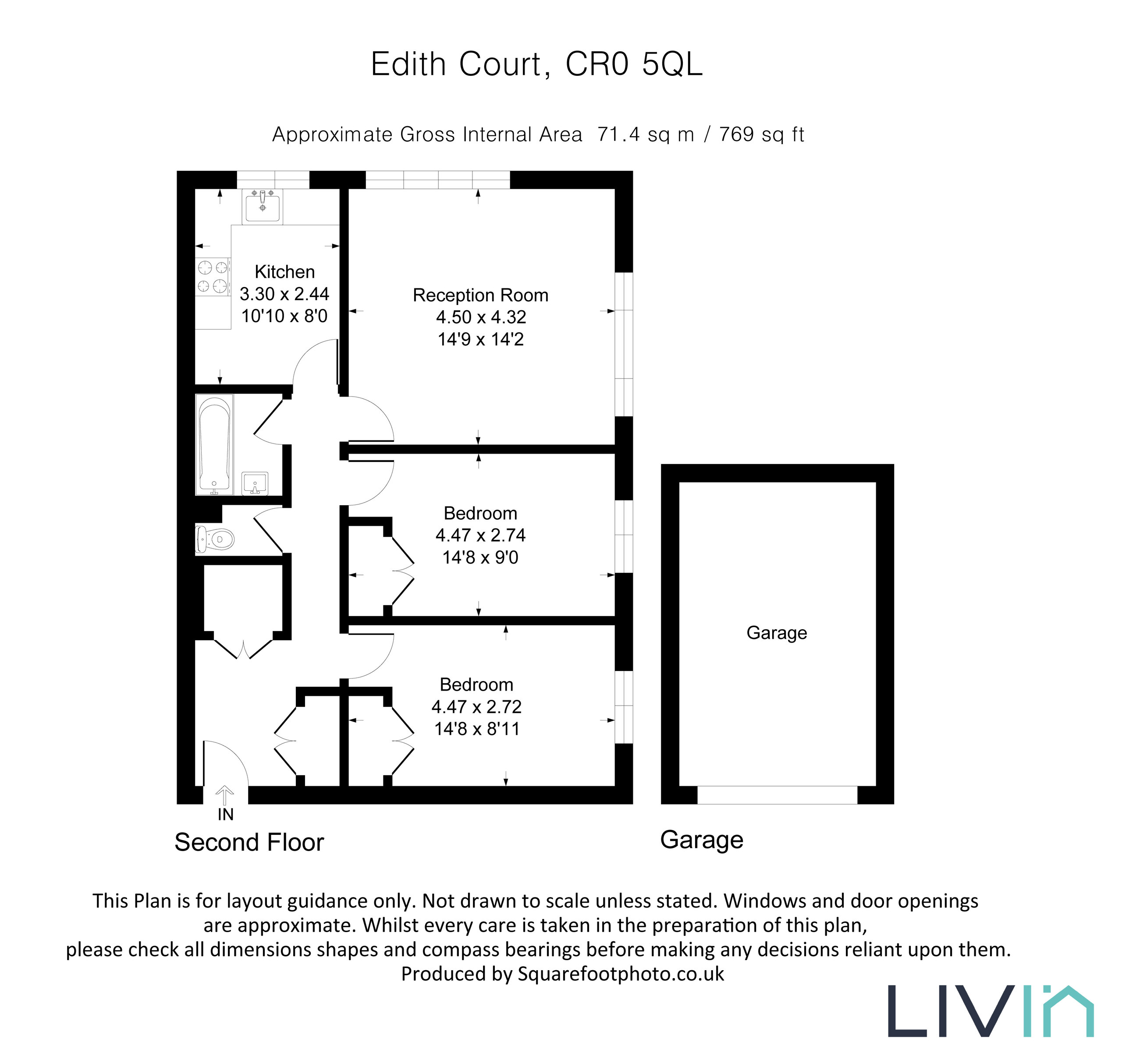 2 bed apartment for sale in Edith Court, Croydon - Property floorplan