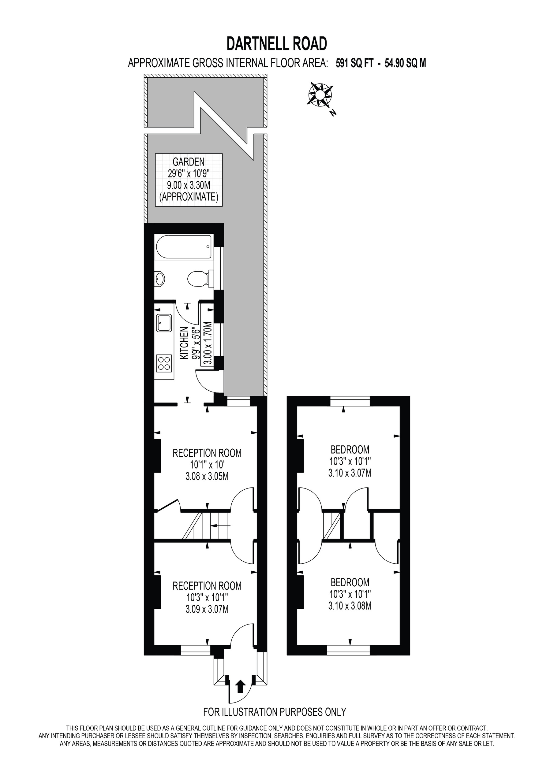 2 bed terraced house to rent in Dartnell Road, Croydon - Property floorplan