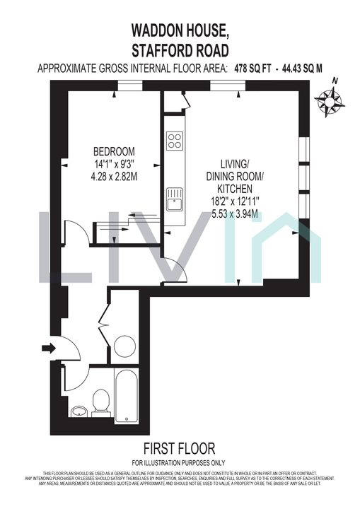 1 bed apartment for sale in Stafford Road, Croydon - Property floorplan