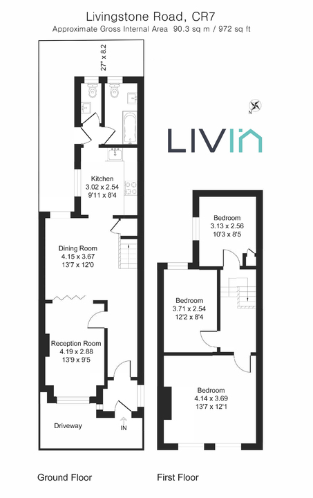 3 bed terraced house for sale in Livingstone Road, Thornton Heath - Property floorplan