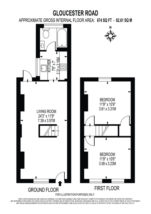 2 bed terraced house for sale in Gloucester Road, Croydon - Property floorplan