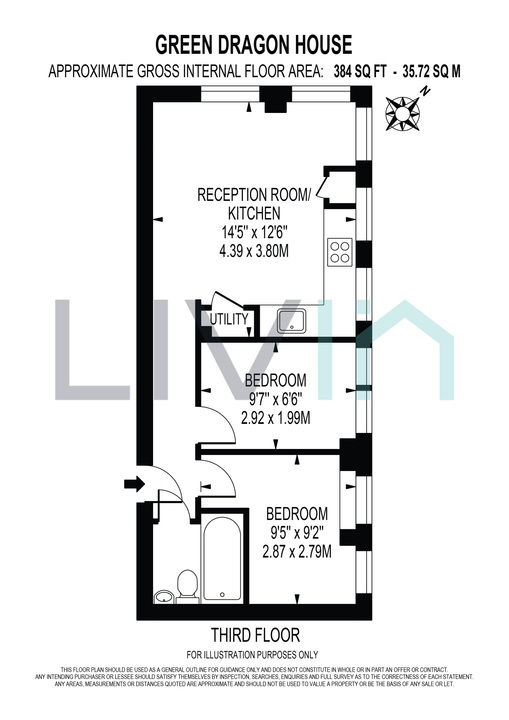 2 bed apartment to rent in High Street, Croydon - Property floorplan