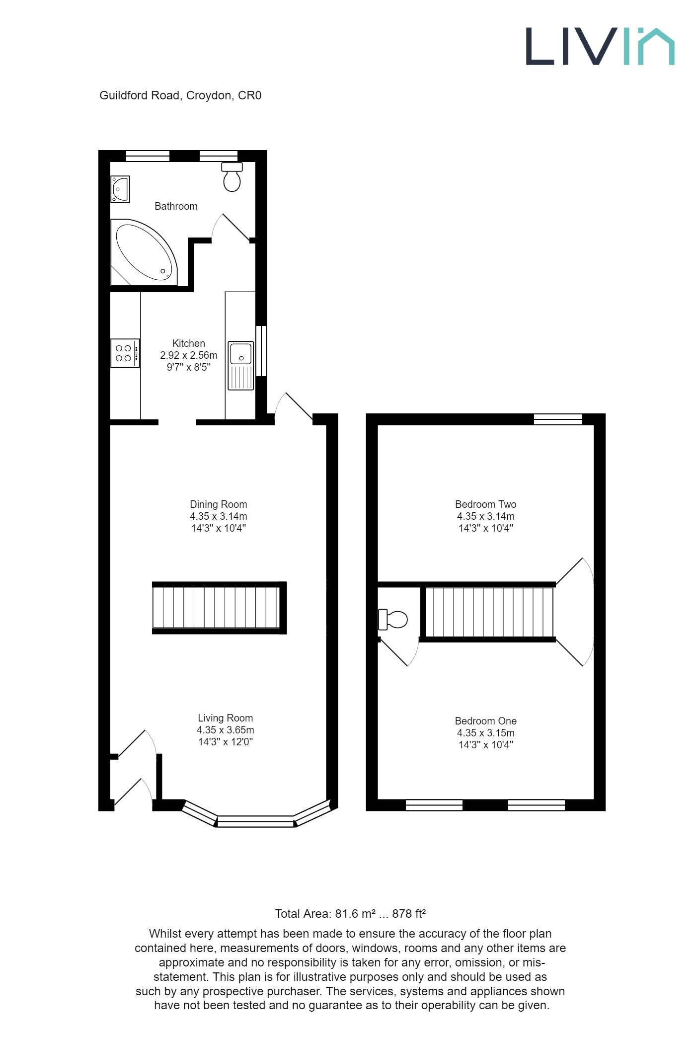 2 bed terraced house for sale in Guildford Road, Croydon - Property floorplan