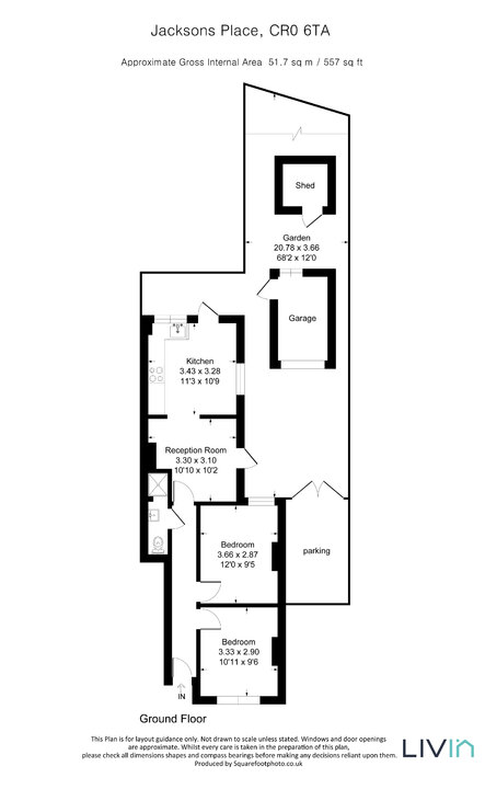 2 bed apartment for sale in Cross Road, Croydon - Property floorplan