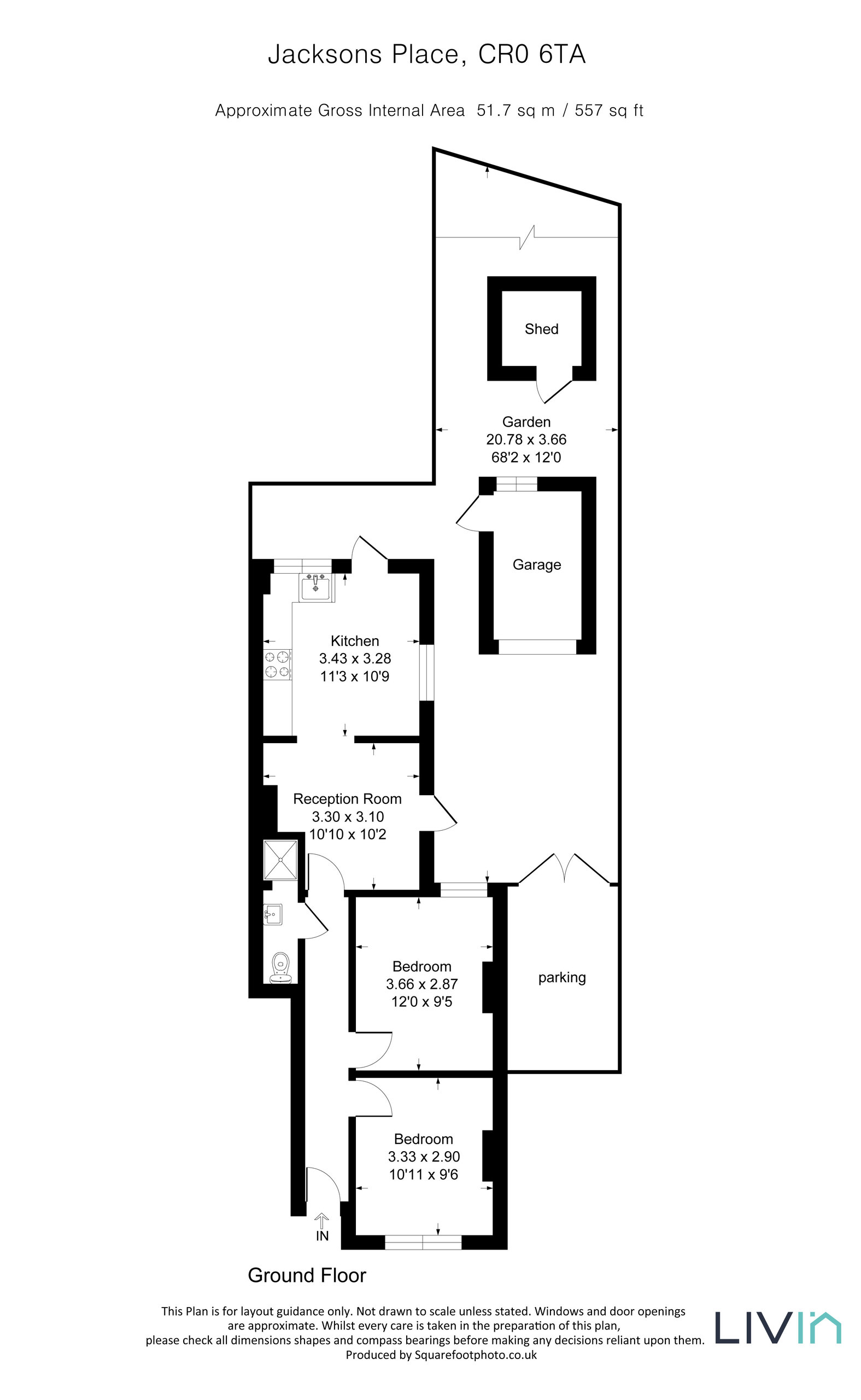 2 bed apartment for sale in Cross Road, Croydon - Property floorplan