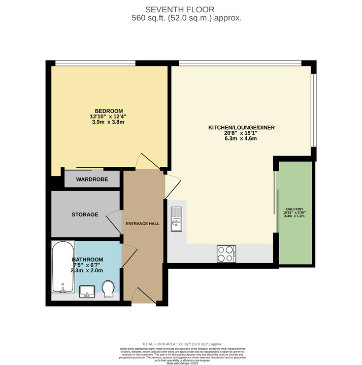 1 bed apartment for sale in Cherry Orchard Road, Croydon - Property floorplan