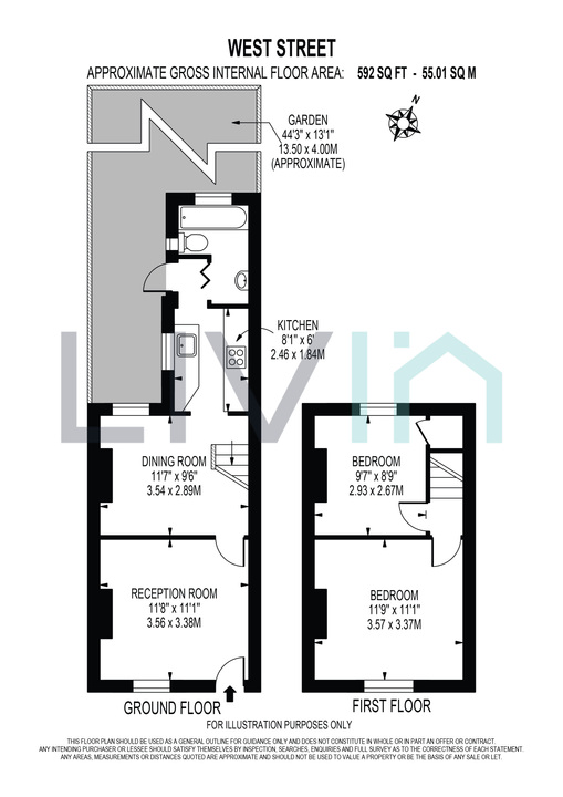 2 bed terraced house for sale in West Street, Croydon - Property floorplan
