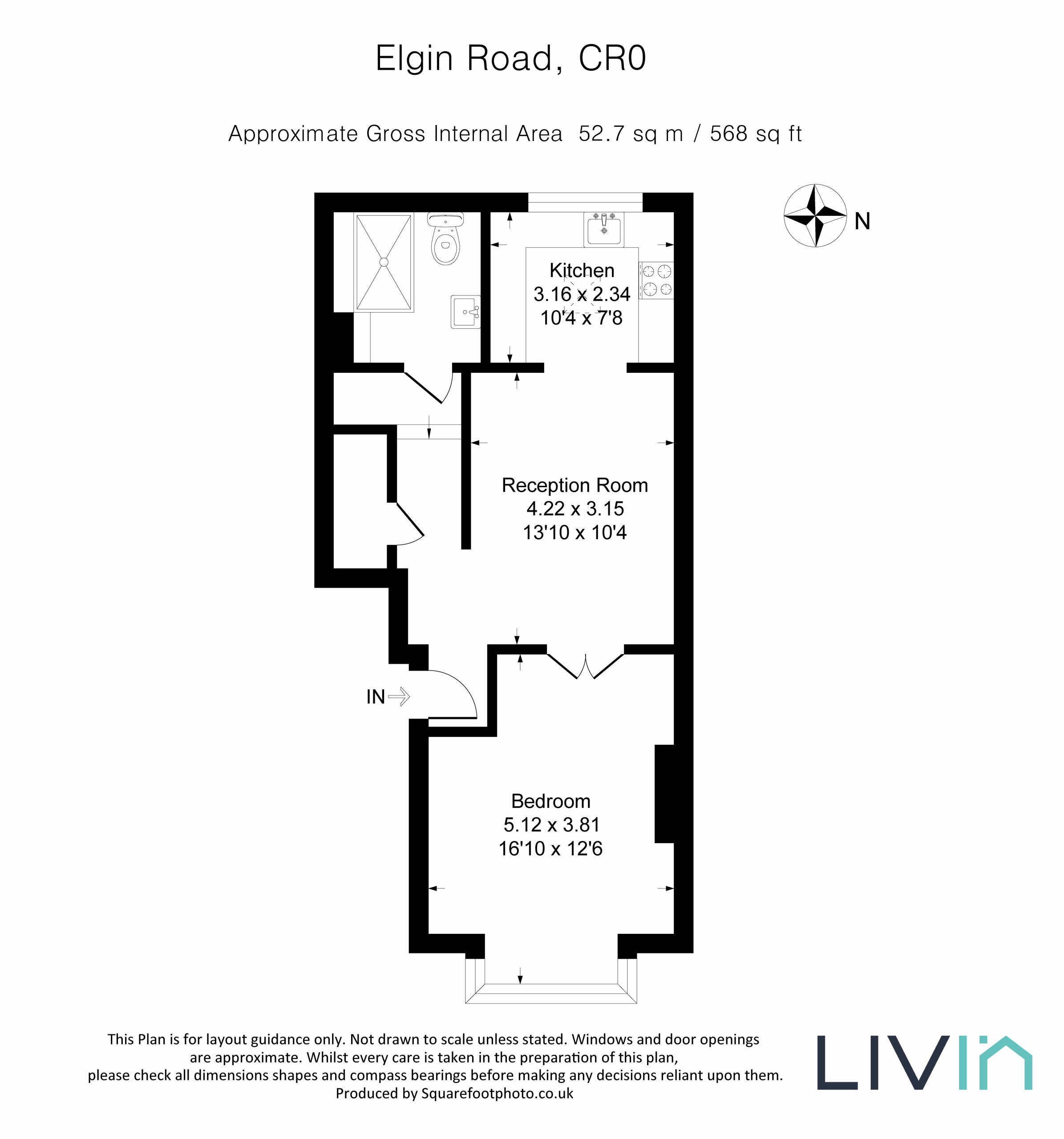 1 bed apartment for sale in Elgin Road, Croydon - Property floorplan