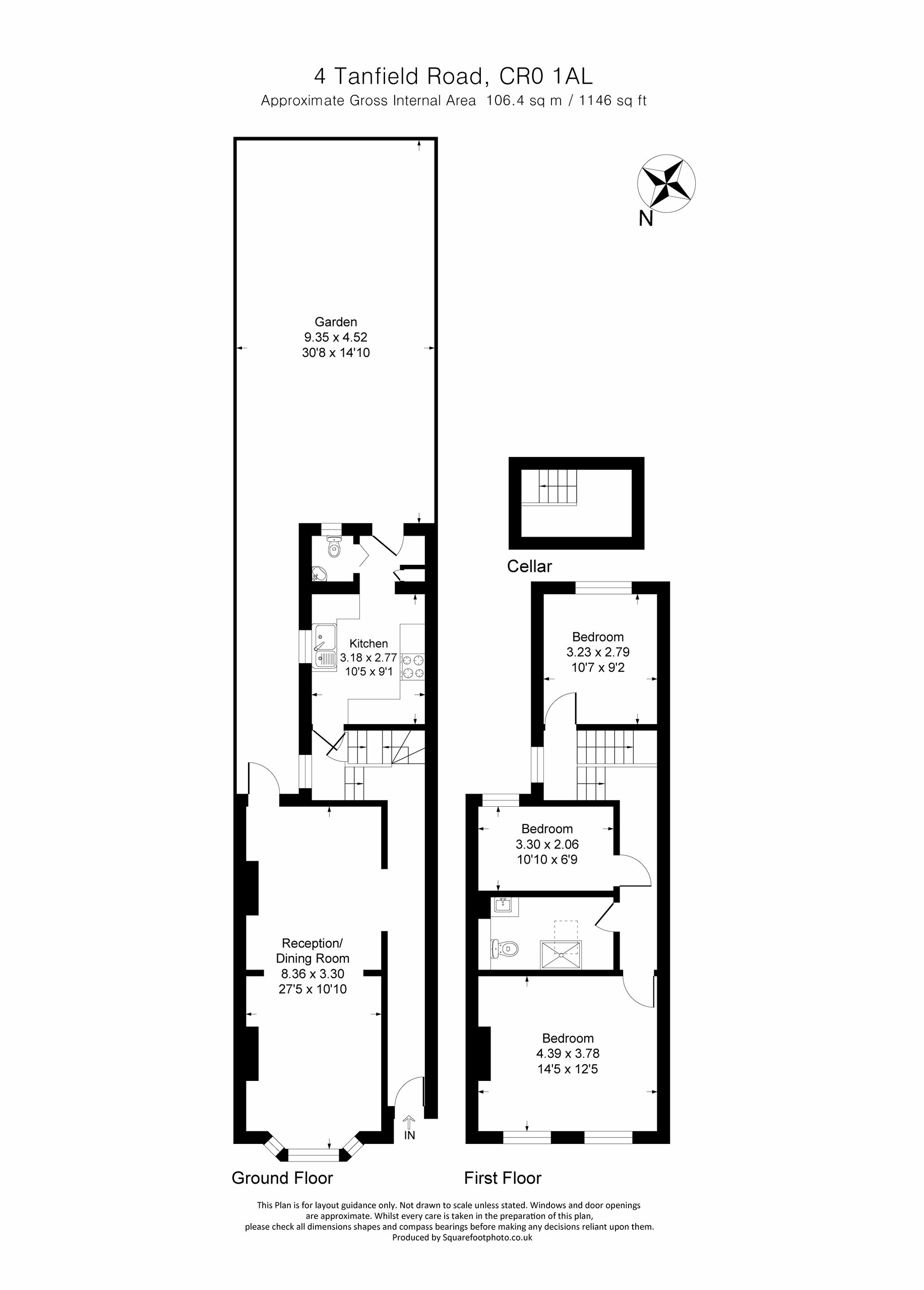 3 bed terraced house for sale in Tanfield Road, Croydon - Property floorplan