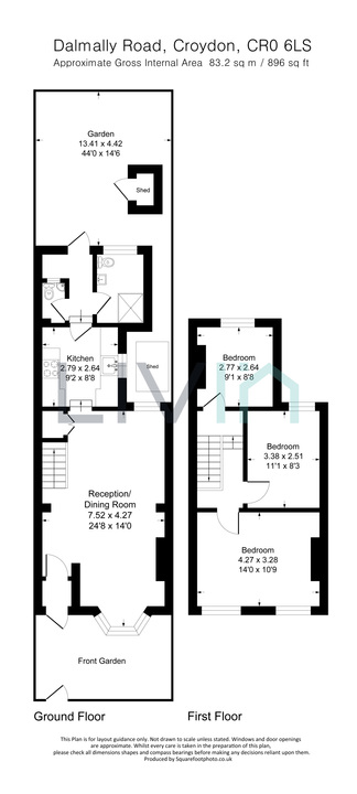 3 bed terraced house for sale in Dalmally Road, Croydon - Property floorplan