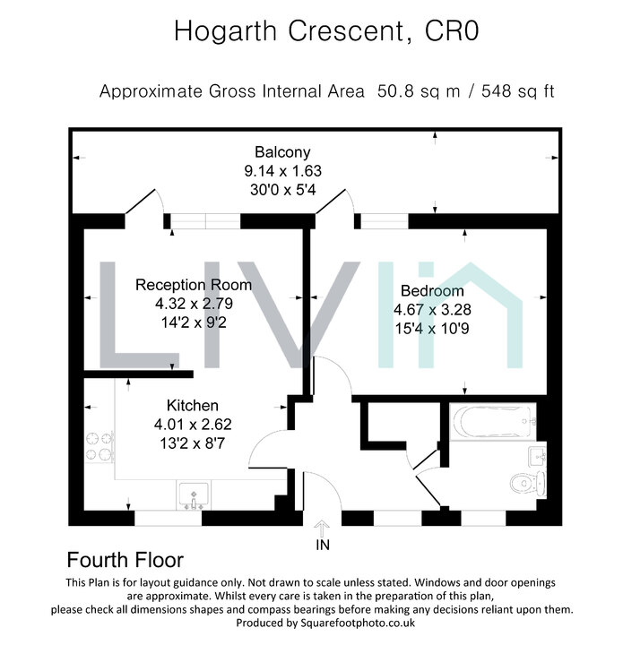 1 bed apartment for sale in Hogarth Crescent, Croydon - Property floorplan