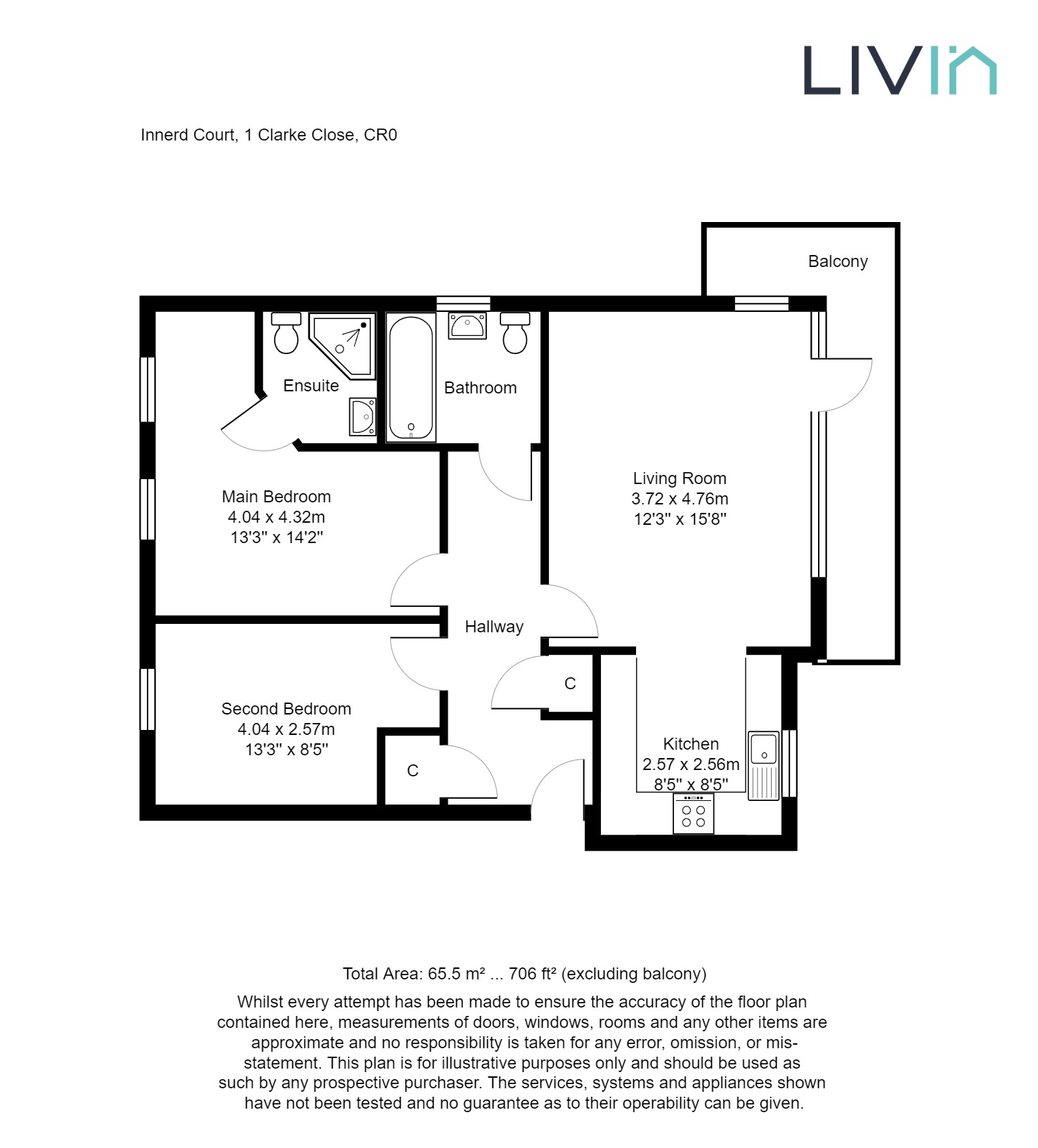 2 bed apartment for sale in Innerd Court, Croydon - Property floorplan