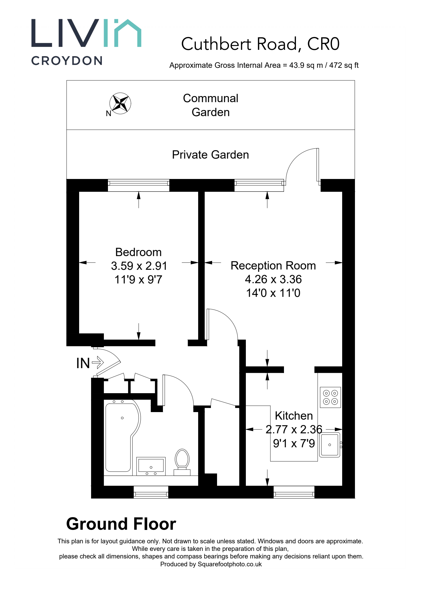 1 bed apartment to rent in Miles Court, Croydon - Property floorplan