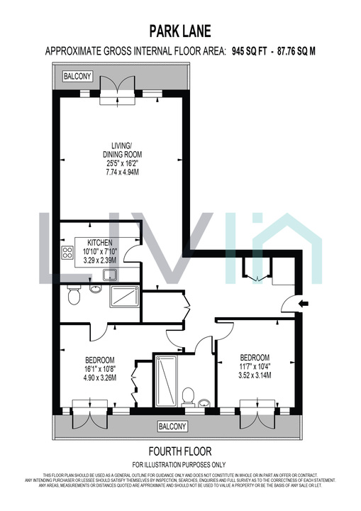 2 bed apartment to rent in Park Lane, Croydon - Property floorplan