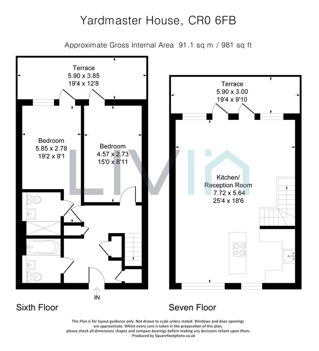 2 bed apartment for sale in Cross Road, Croydon - Property floorplan