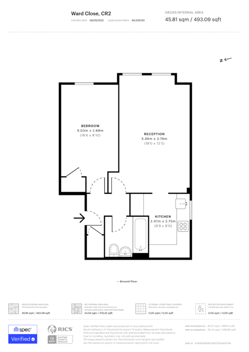 1 bed apartment for sale in Ward Close, South Croydon - Property floorplan